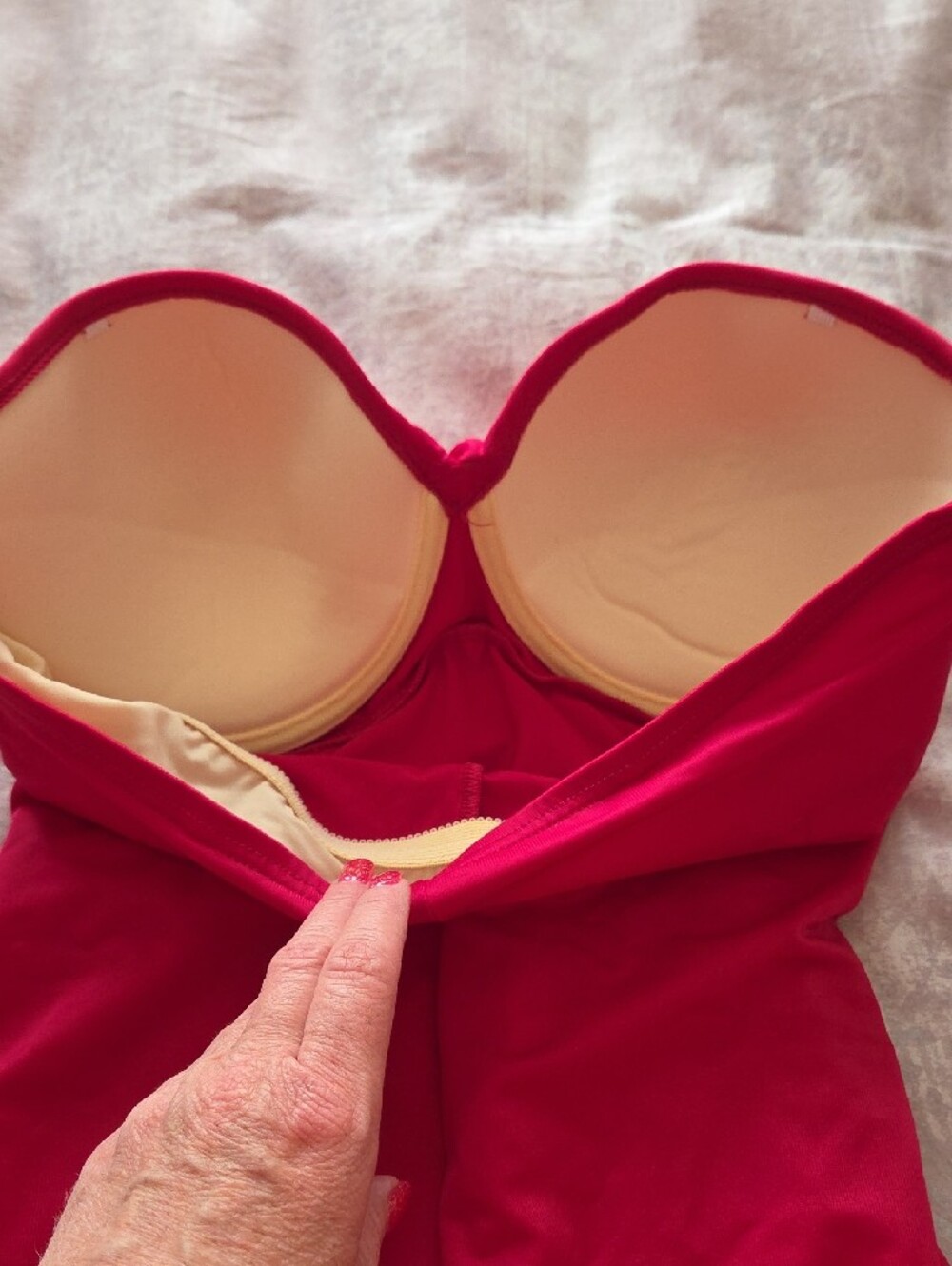 Miraclesuit Strapless Ruched One-Piece Swimsuit in Red - Picture 4 of 6